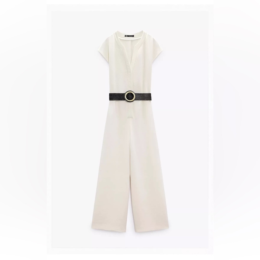 NWT Zara Raffia Belt Jumpsuit